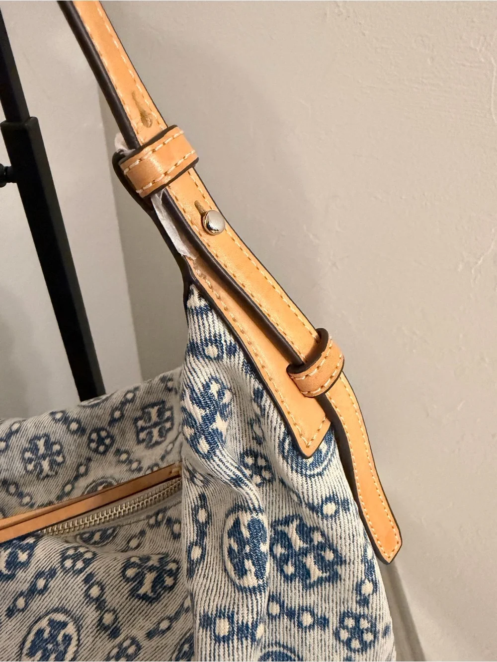 Tory Burch T Monogram Denim Balloon Bag